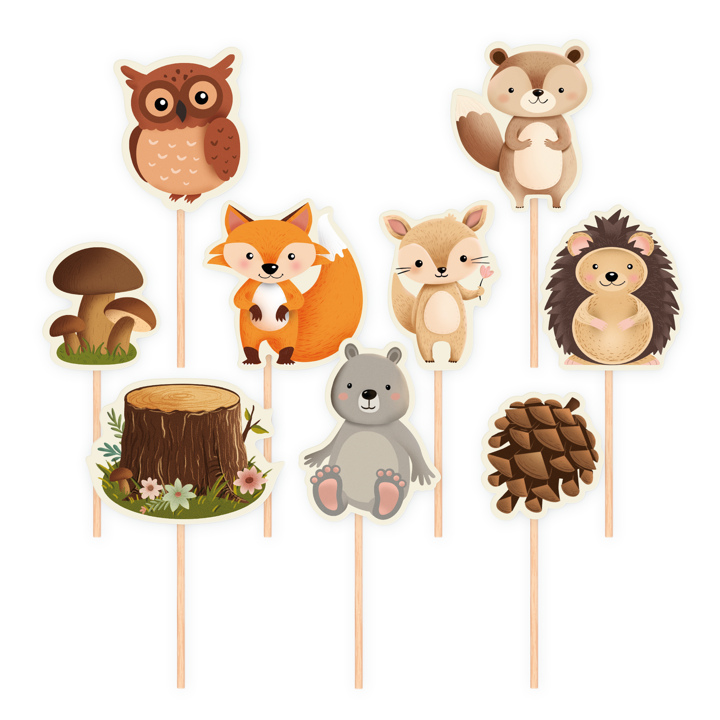 Cake Toppers, Forest Friends, 9-pack