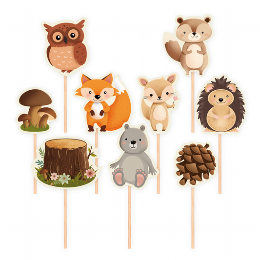 Cake Toppers, Forest Friends, 9-pack
